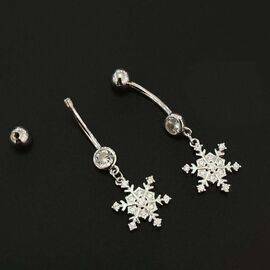 Belly Piercing Silver Snowflake