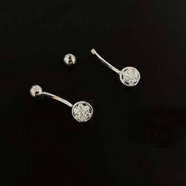 Belly Piercing Crystal Silver