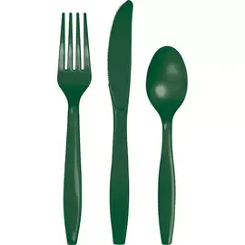 Unique - Plastic Cutlery - 18pcs - Forest Green