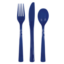 Unique - Plastic Cutlery - 18pcs - Navy Blue