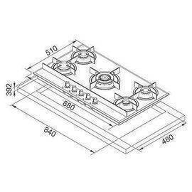 Franke - Gas Hob Black Glass 88X51Cm Crystal Fhcr 905 4G Tc Bk C