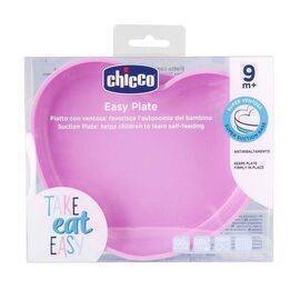 Chicco - Plate Silicone Heart Shaped Pink 9M+