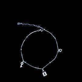 Anklet Lock and Key Charm Silver