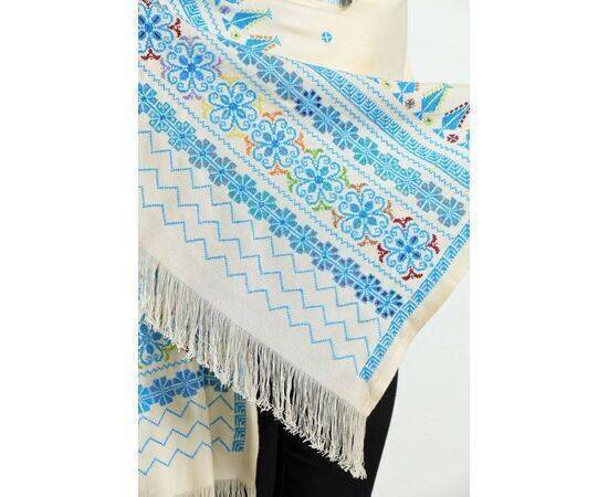 Aida Ghanem Designs - White Scarf Embroidered Shwal