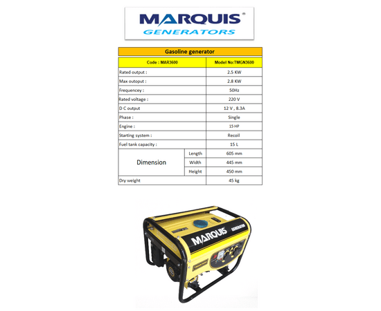 MARQUIS – (MAR3600) Gasoline generator