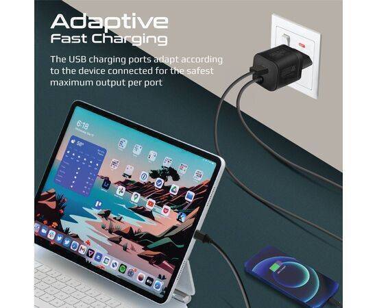 PROMATE - Wall Charger - Ultra - Compact 33W Wall Adapter Promate PowerPort - PDQC3 USB-C 