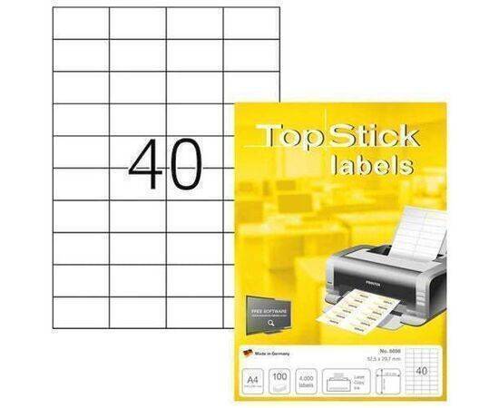 Top Stick - Printing Labels 40 Labels Per Sheet - Label Size: 52.5 x 29.7 mm / 8698