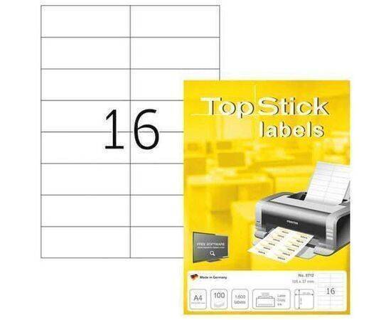 Top Stick - Printing Labels 16 Labels Per Sheet - 100 Sheets - Label Size: 105 x 37 mm / 8712