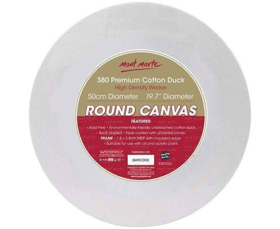 Mont Marte - Stretched Canvas 100% Cotton - Round 50 cm