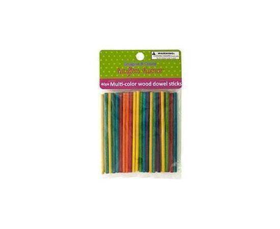 Sticks Wood Dowel Kole 4" Colored Pack of 40