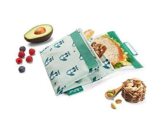 Roll'eat Snack'n'Go Duo Reusable Snack Bag with 2 Compartments 18x18cm - Animals - Racoon