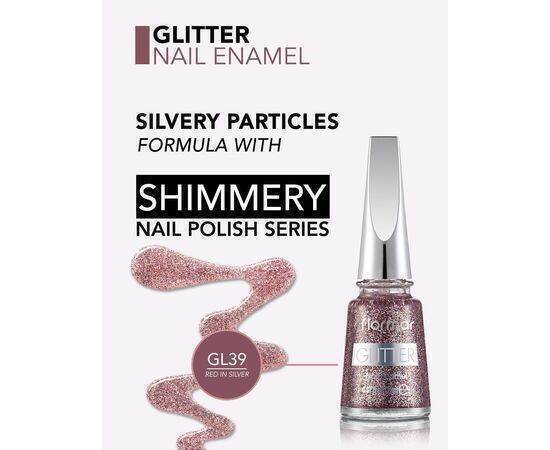 Flormar - Glitter Nail Enamel Gl39 Red In Silver