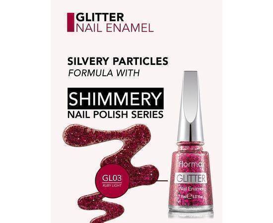 Flormar - Glitter Nail Enamel Gl03Ruby Light