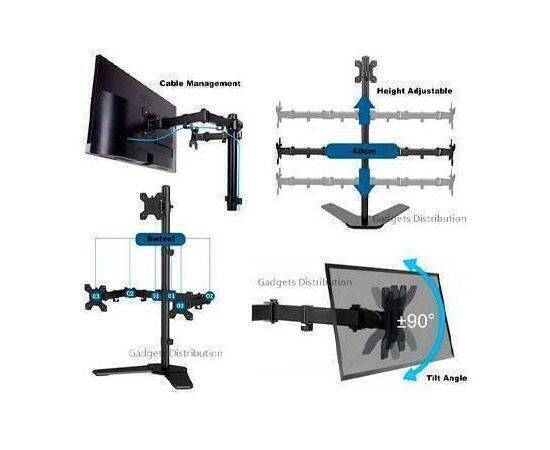 Triple Screen Monitor TV Stand Up to 32".