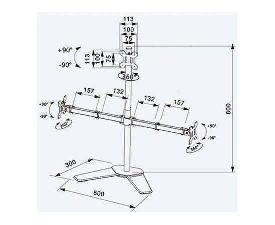 Triple Screen Monitor TV Stand Up to 32".