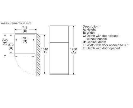 BOSCH freezer  Series 4, free-standing fridge-freezerwith freezer at top, 178 x 70 cm,
Stainless steel look
