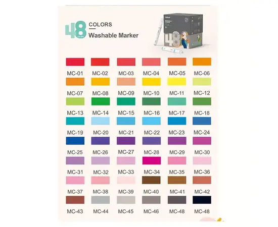 MIDEER - Marker Washable Small Tip 48 Colors