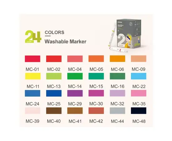 MIDEER - Washable Marker Small tip 24colors