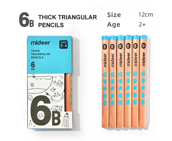 MIDEER - Pencils Thick Triangular 6B