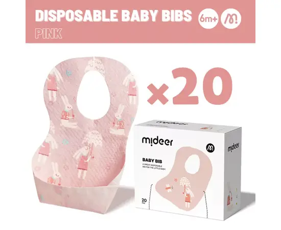 MIDEER - Bib Disposable Baby Pink Bunny 20pcs