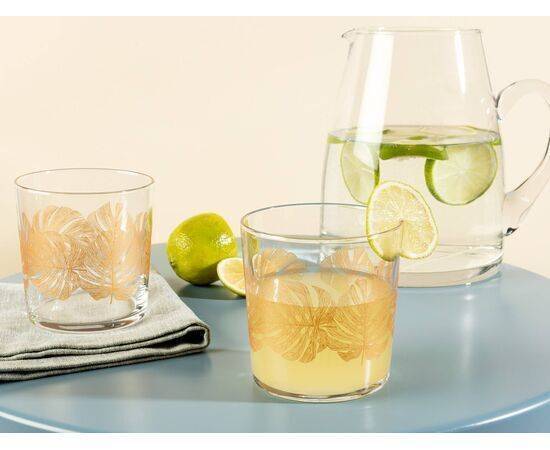 MADAME COCO - Water Glass Set Pierretta Golden Leaves 4 Piece