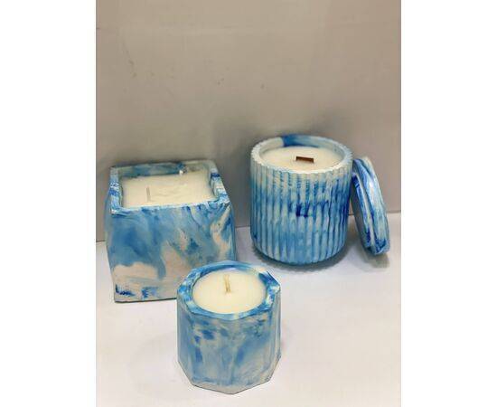 Candle Blue Marble set