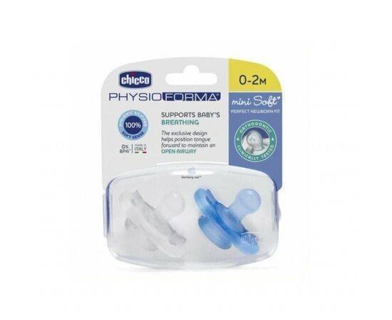 Chicco - Soother Mini Soft Boy Sil 0-2M 2Pcs C