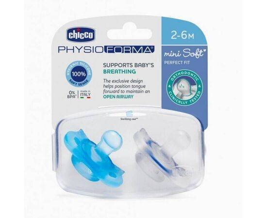 Chicco - Soother Mini Soft Boy Sil 2-6M 2Pcs C