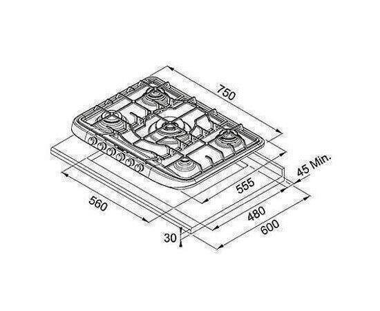 Franke - Gas Hob Stainless-Steel 304 75X55.5Cm Oversize Fhos 755 4G Tc Xs C