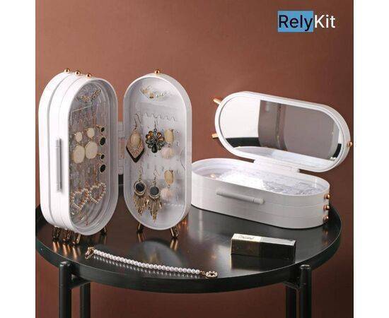 Jewelry Organizer Box with Mirror Foldable