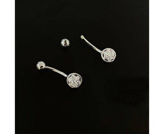 Belly Bar Crystal Silver 