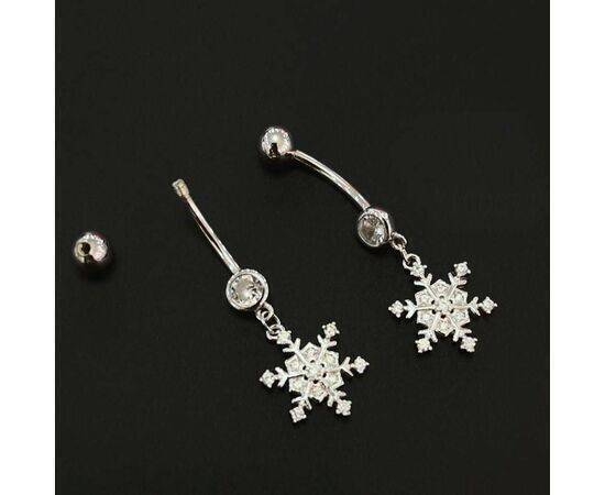 Belly Button Silver Snow Flake