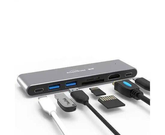 Blueendless - Bs Hc702 Type C Usb 3.0 Mini Docking Station with Hdtv 4K Video 7 In 1 Type C Adapter Hub