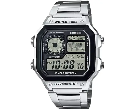 CASIO - Silver World Time Digital Watch