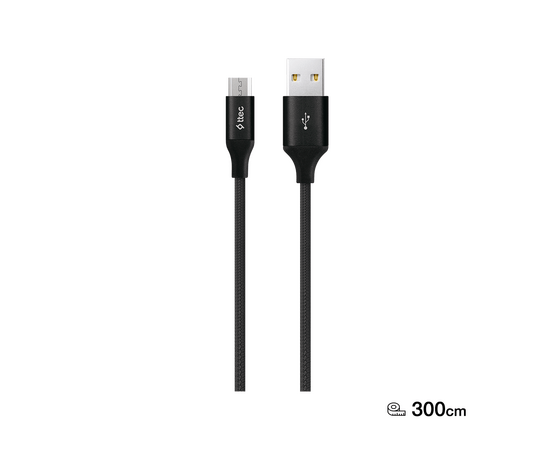 ttec AlumiCable Micro USB Charge / Data Cable , 2.0 , XXL , 3mt. Black