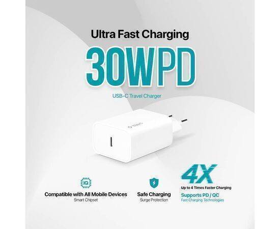 ttec SmartCharger Duo PD Travel Charger  USB-C+USB-A 30W White